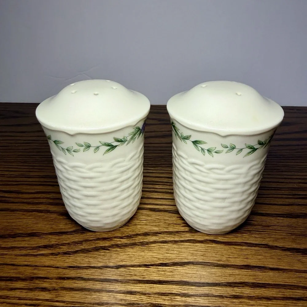 Vtg Noritake Japan Conservatory Gala Basket Weave Salt & Pepper Shaker Floral